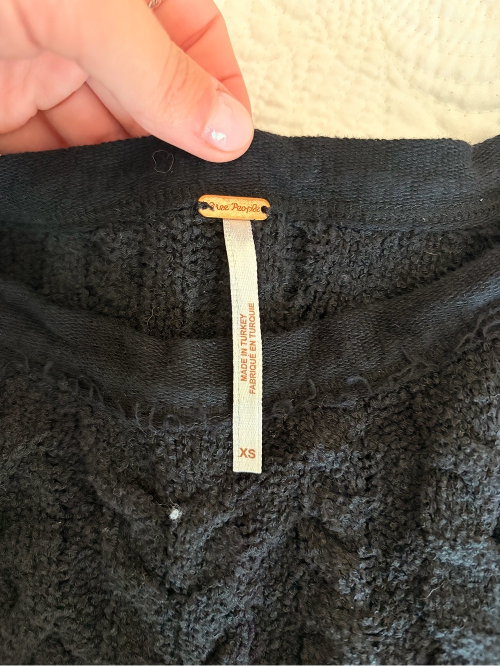 Free People Black Textured Knit Sweater Top